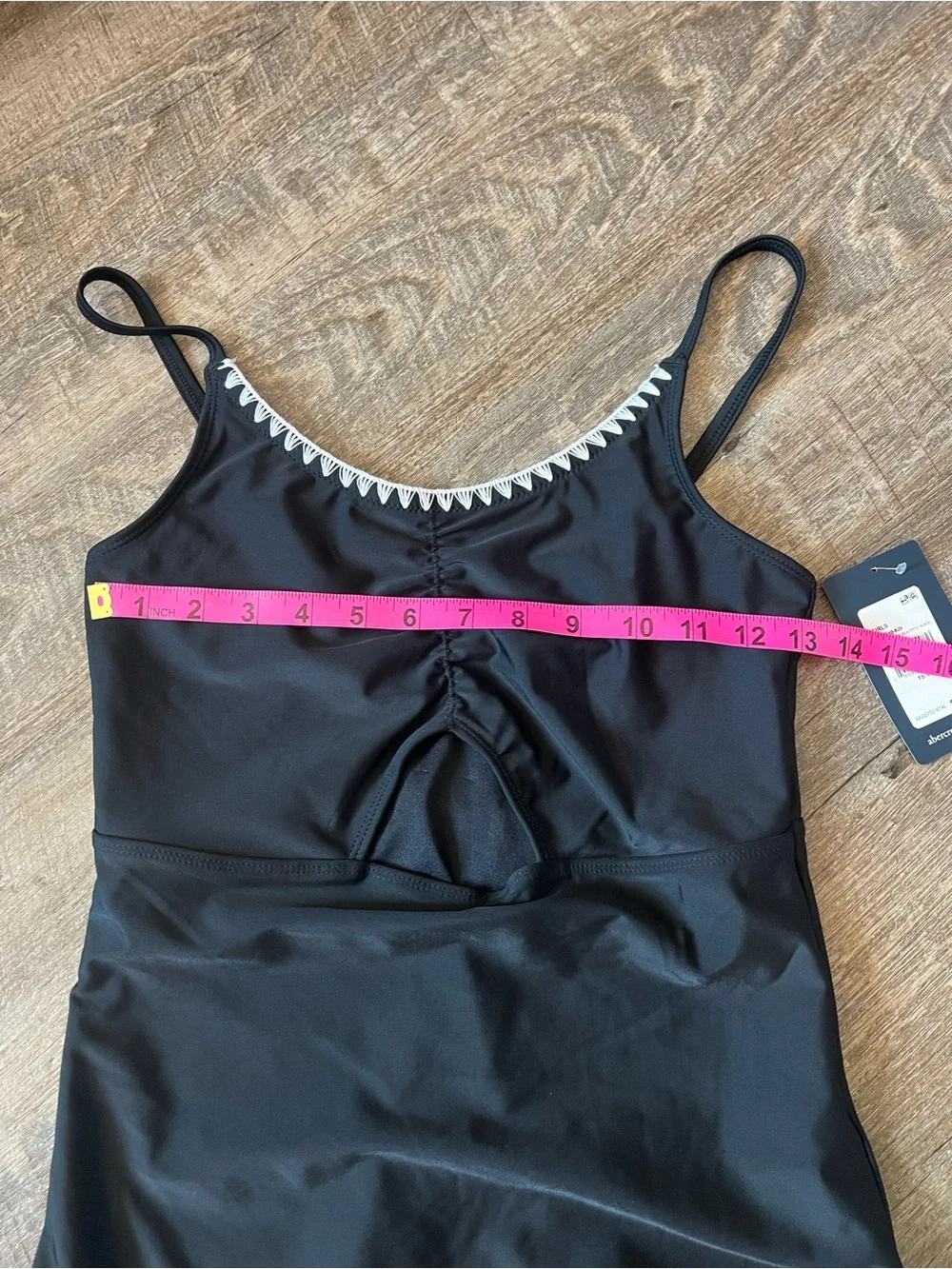 Abercrombie Kids Girls' Cinched Cutout Round Neck One-Piece Swimsuit-Size 15/16